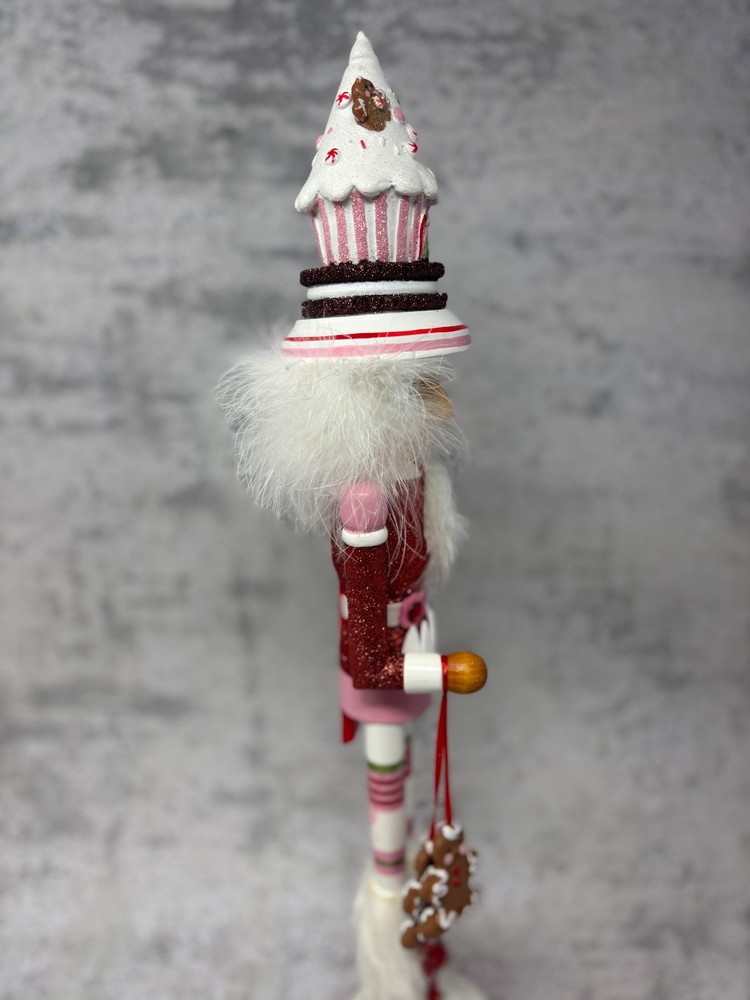 Adler Nutcracker Candy Gingerbread Cupcake Hat Pink Red Glitter Decor