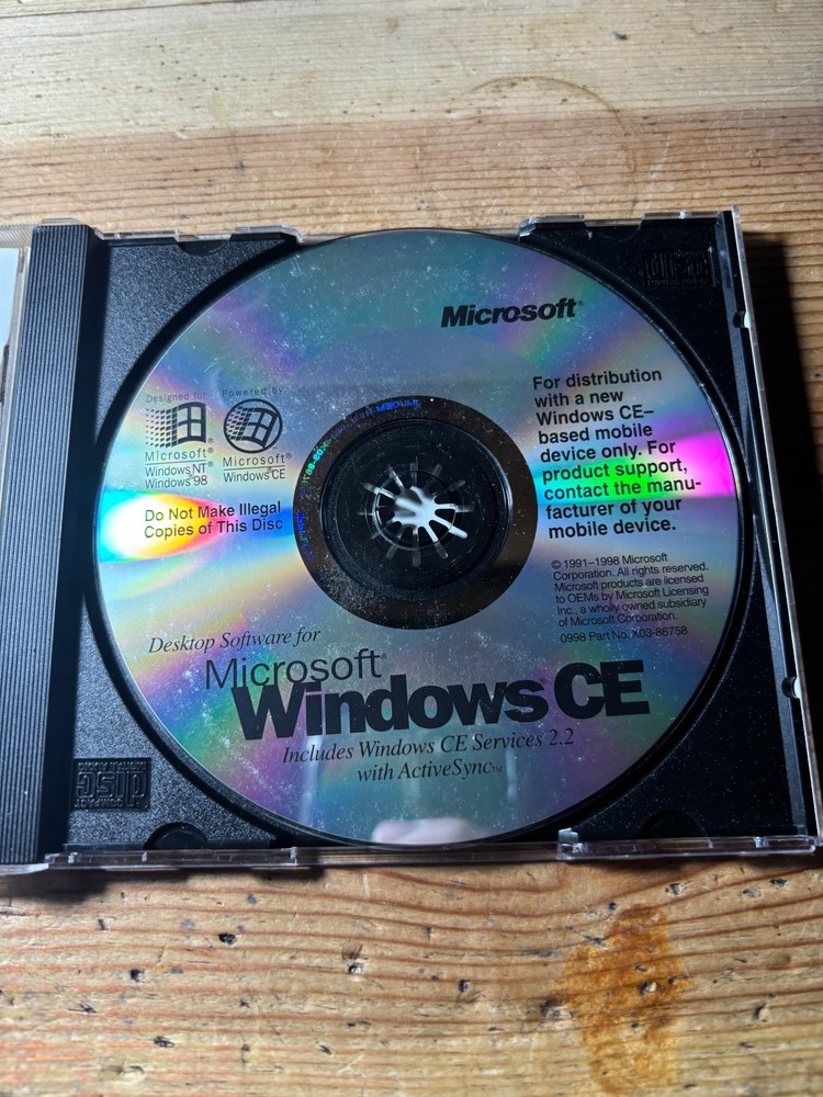 Desktop Software for Microsoft Windows CE 2.2 w/ ActiveSync (CD ROM, 1998) NT/98