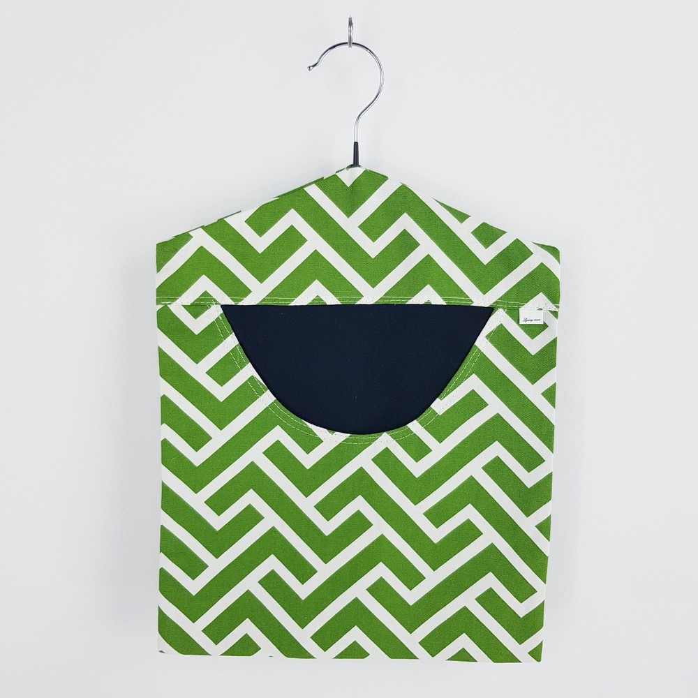 Peg Bag Handmade Green White Print Lined Laundry Clothes Peg Holder