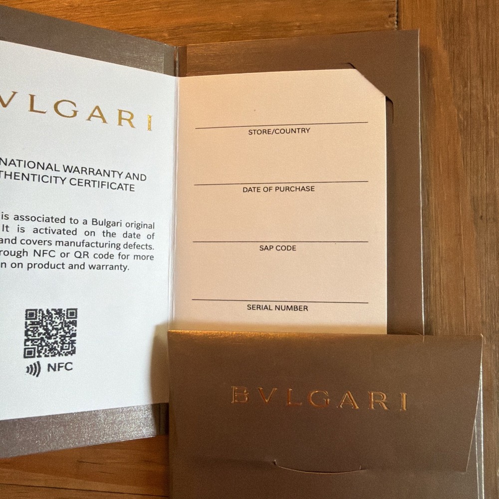BULGARI BVLGARI Certificate of Authenticity