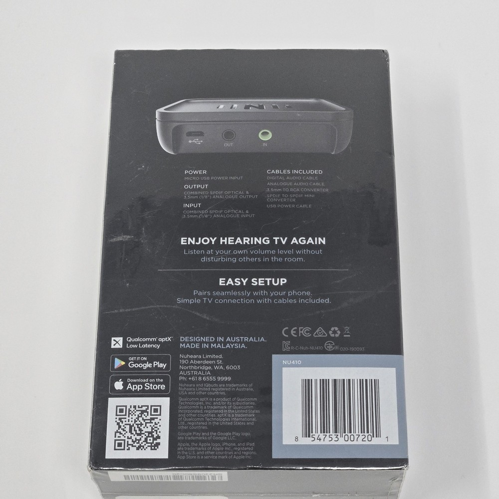 Nuheara IQstream TV Wireless Audio Transmitter for Hearing Devices