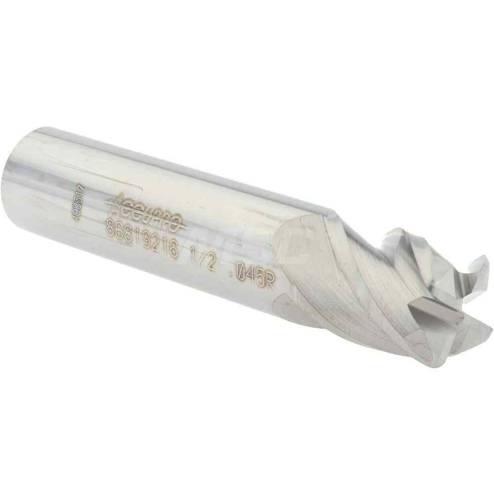 Accupro 1/2" Diam 4 Flute Single End Solid Carbide 0.045" Corner Radius End M...