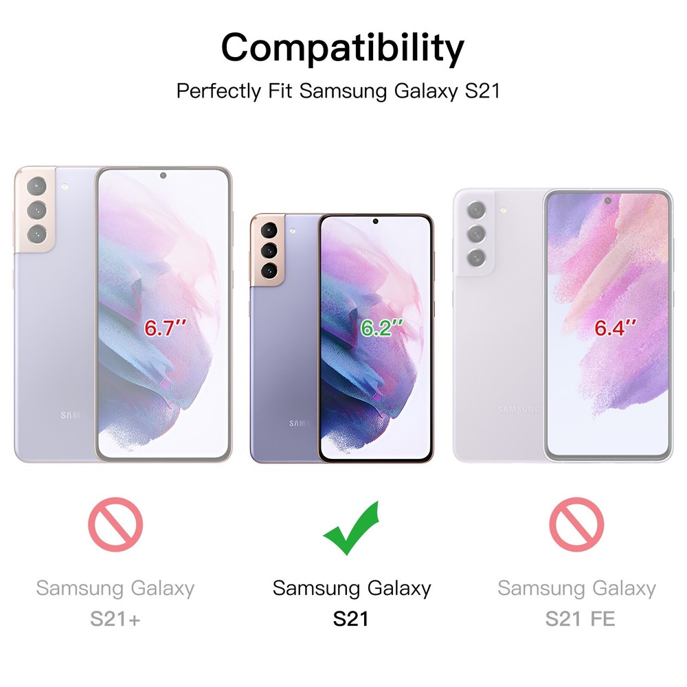 Screen Protector for Samsung Galaxy S21 with Camera Lens Protector, 2-Pack