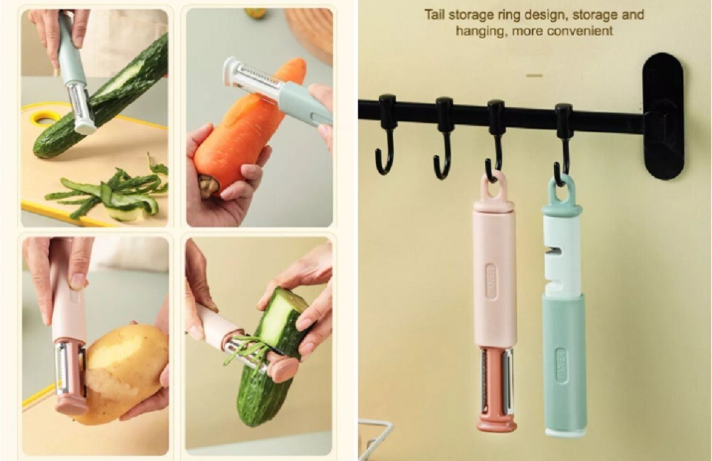 2 in 1 Kitchen 2 Stage Knife Sharpener Stainless Steel Multi-function Peeler US