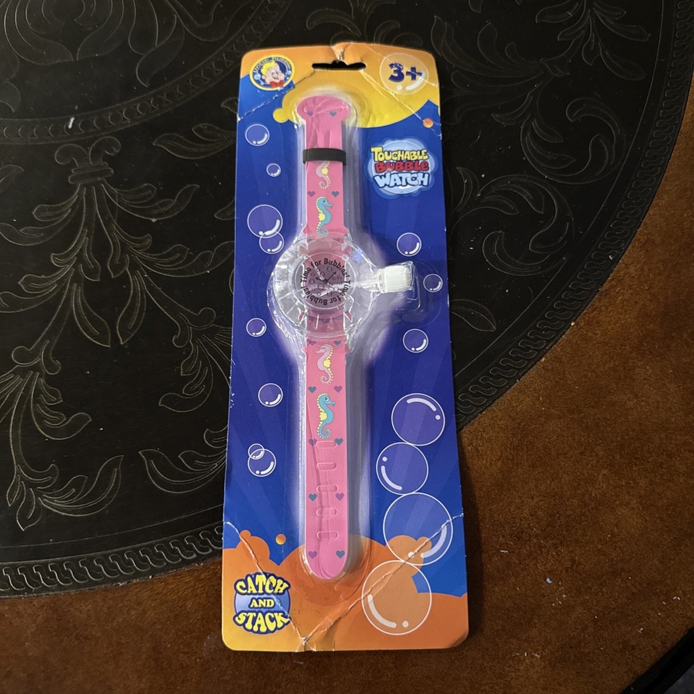 TOUCHABLE UNCLE BUBBLE Wrist WATCH Monkey Toy Time Bubbles Catch Stack Pink 3+