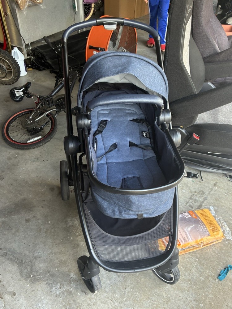 Graco Black Blue Stroller Frame & Seat Folding Basket Adjustable Handles Single