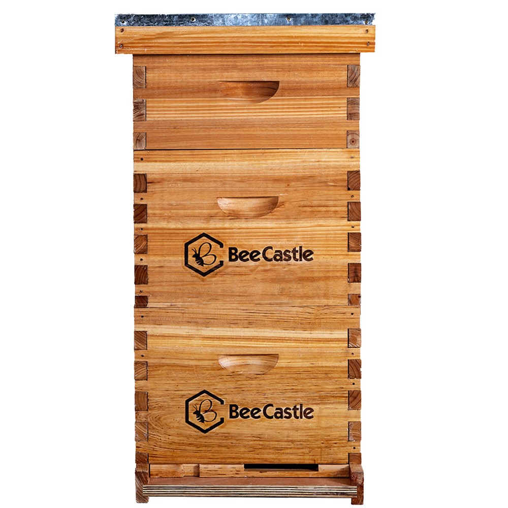 8-Frame Beeswax Coated Langstroth BeeHive Kit (2 Deep Boxes and 1 Medium Box)
