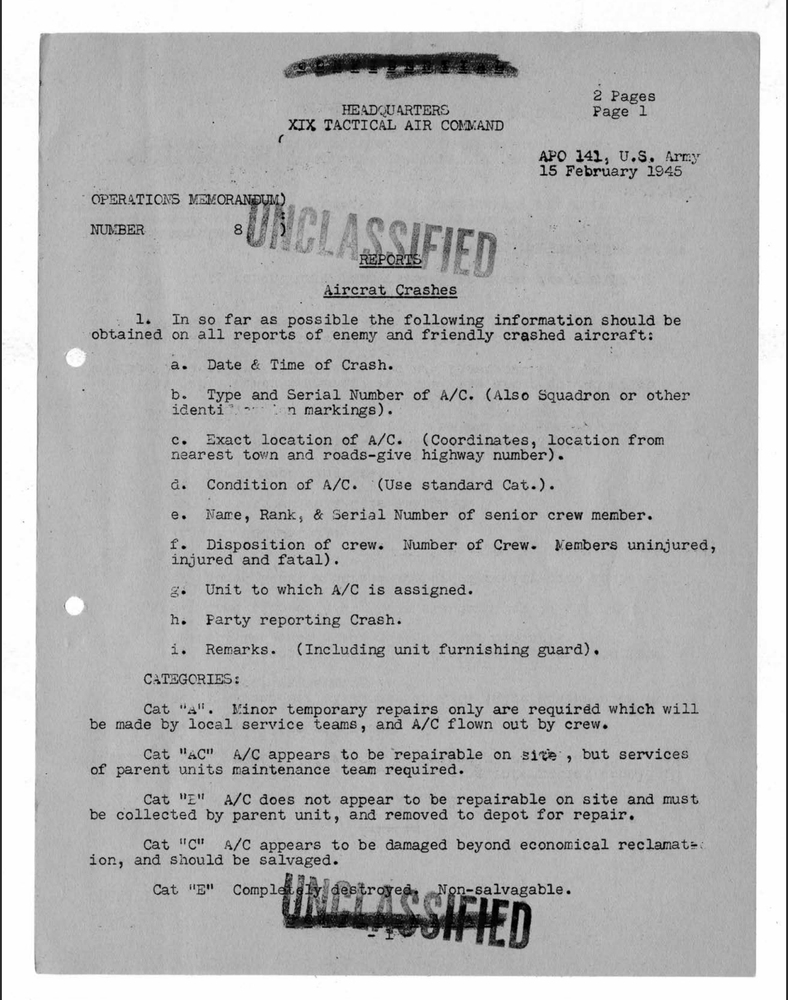 53 Page 1945 Third Army XIX Tactical Air Command TALO Notes History on Data CD