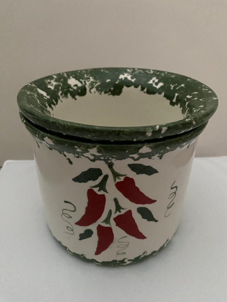 Pepper fermentation pot initials on bottom Italian pottery