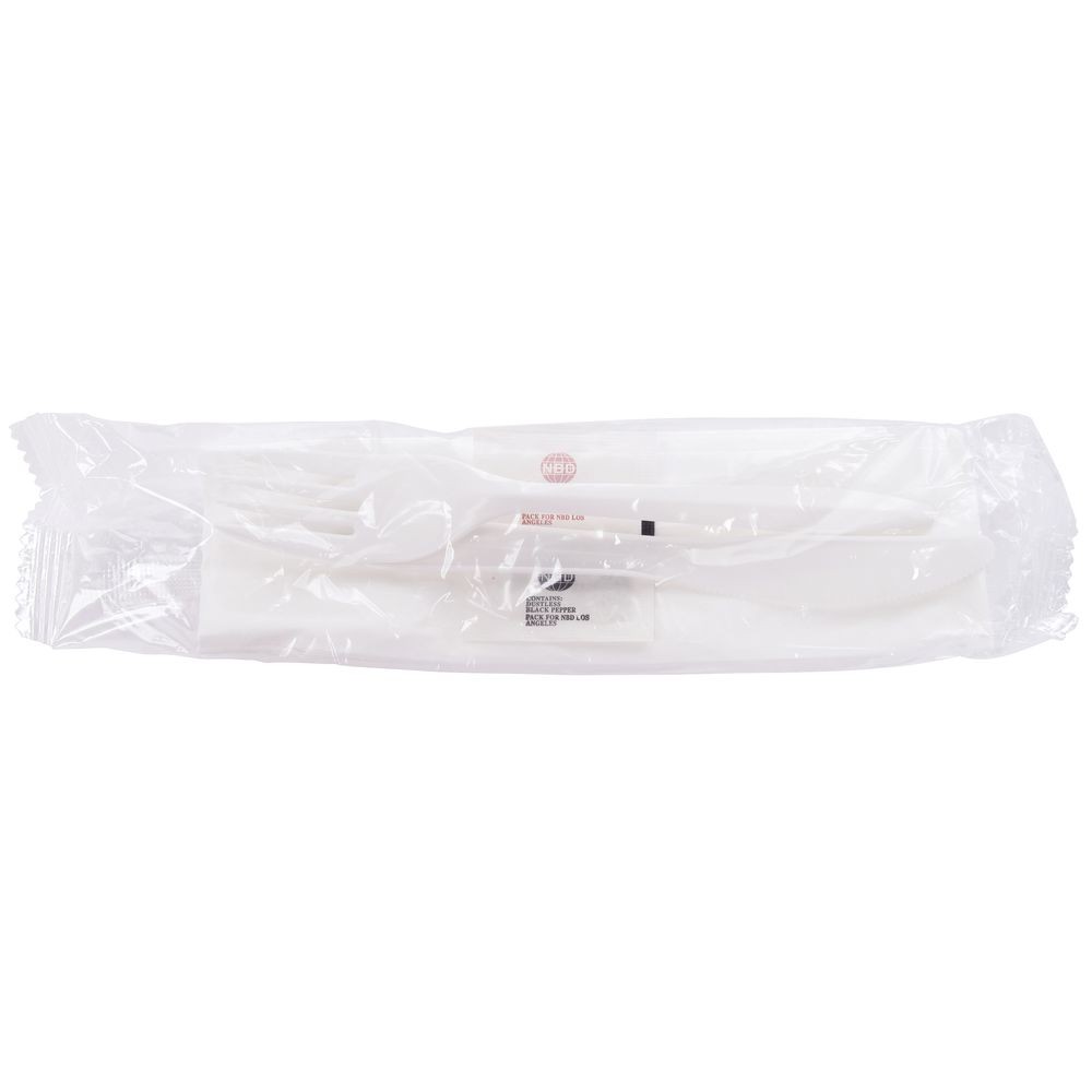 HUBERT® Pre-wrapped White Plastic Disposable Flatware Set