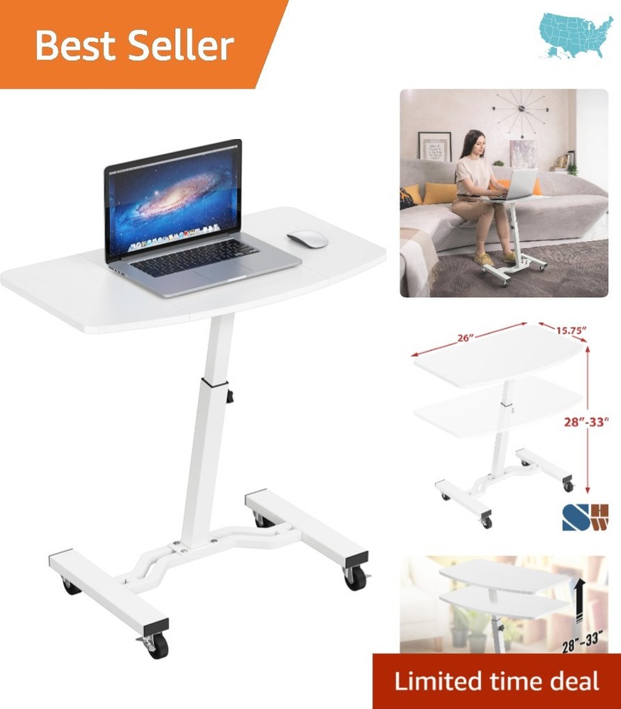 Versatile Mobile Rolling Cart - Height Adjustable White Dining or Office Use