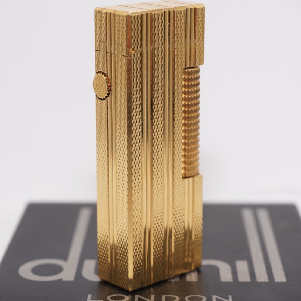 Dunhill Lighter Gold Burley Pattern_Three lines_Ultrasonically cleaned_Working
