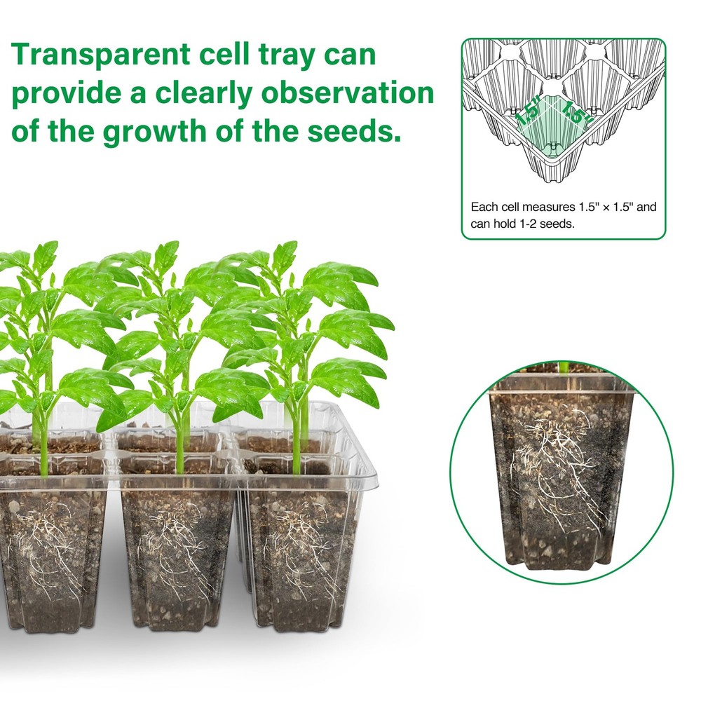 5 Packs Seed Starter Tray with Plant Light, Elevated Seedling Starter Trays K...