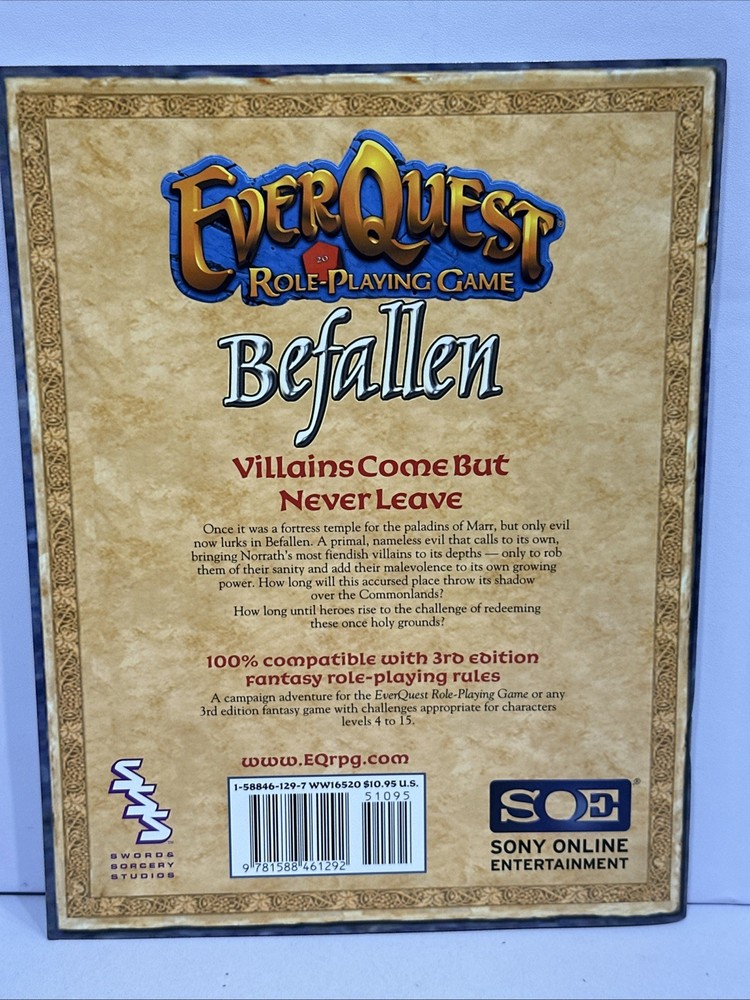 EverQuest Role Playing Game Befallen Sword Sorcery 2003