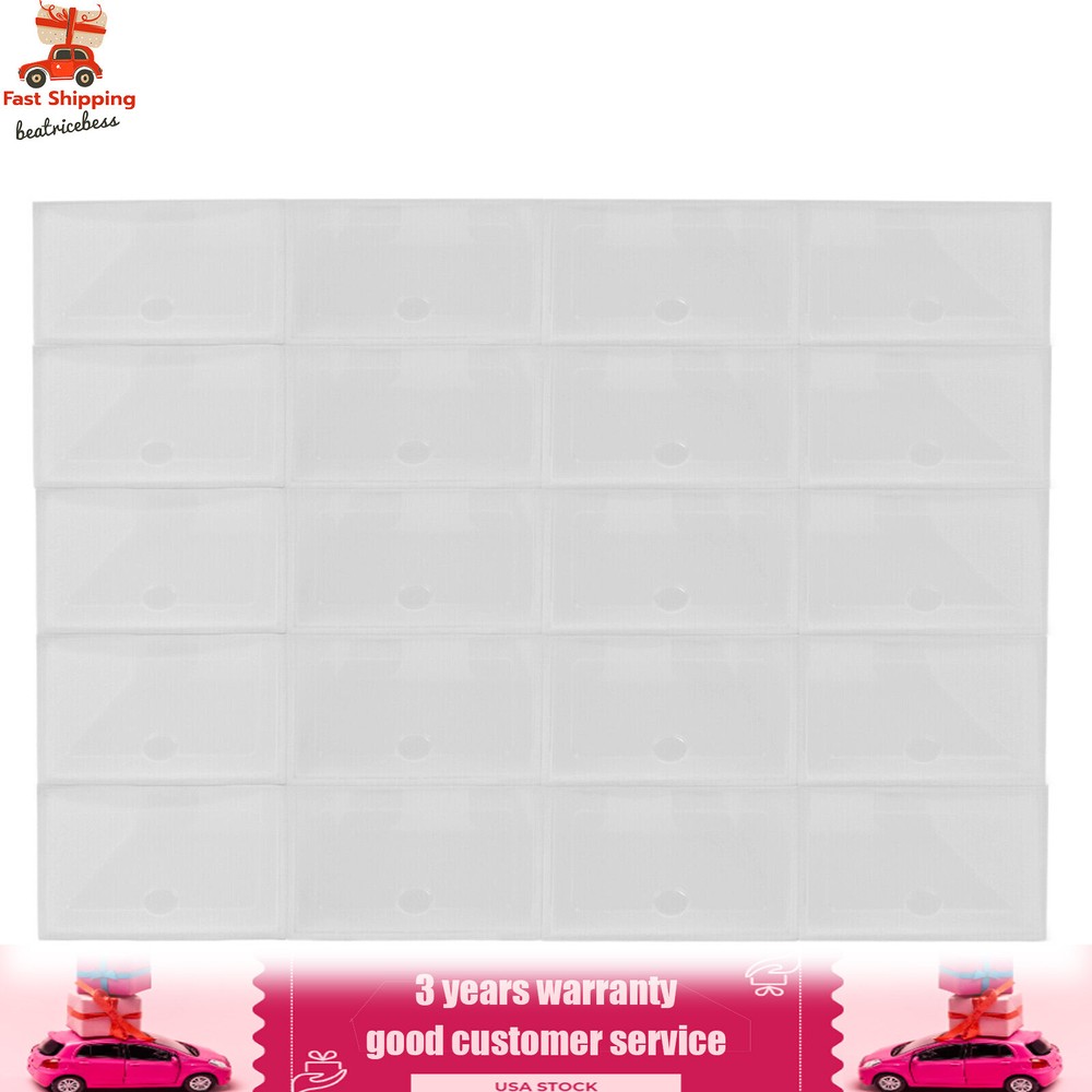 20Pcs Plastic Shoes Storage Box Stackable Display Case Sneaker Organizer Case