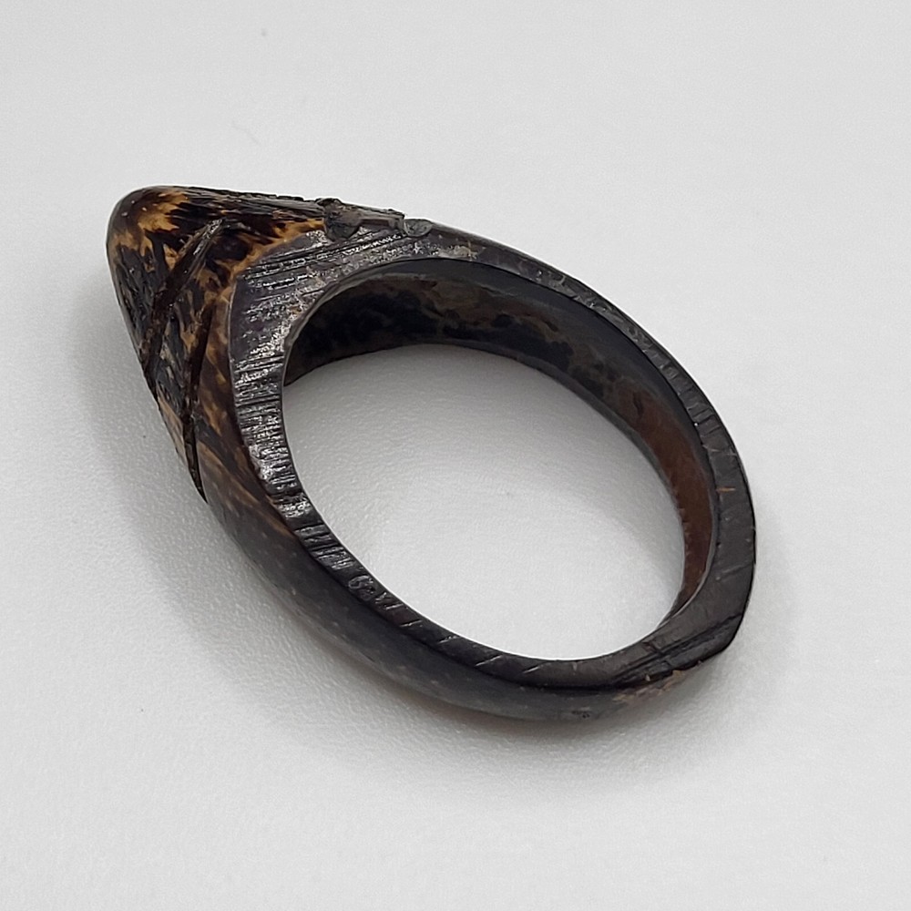 Handcarved Bamboo Ring Sz 6