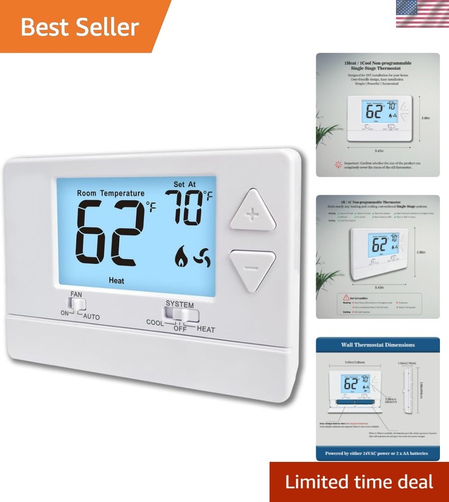 Digital Non-Programmable Thermostat for Efficient Single-Stage Climate Control