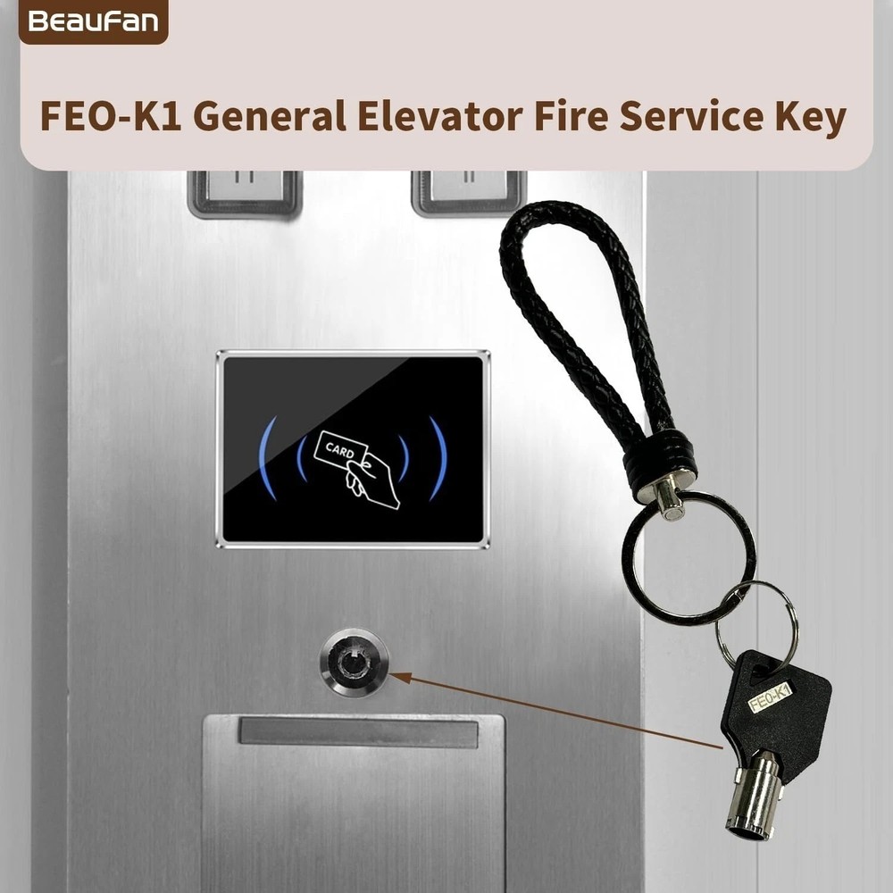 2 Pack FEO-K1 Elevator Keys Fire Service Key Recall Reset, 2 Silver