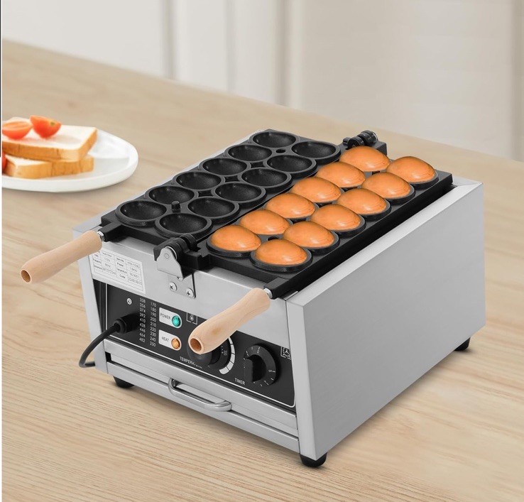 Commercial Bubble Waffle Maker Egg Pancake Baker Machine 1800W Non-Stick
