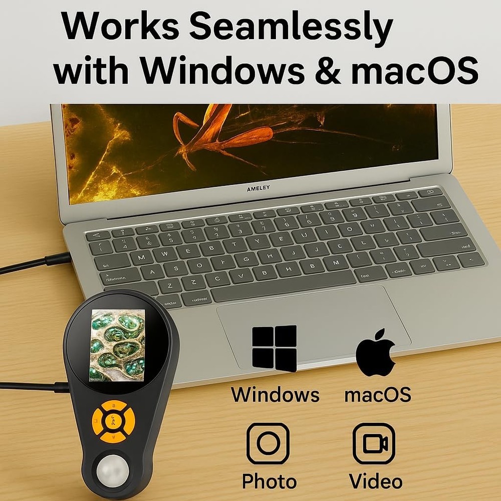 Magnifying Glass with Light, Portable Handheld Microscope black