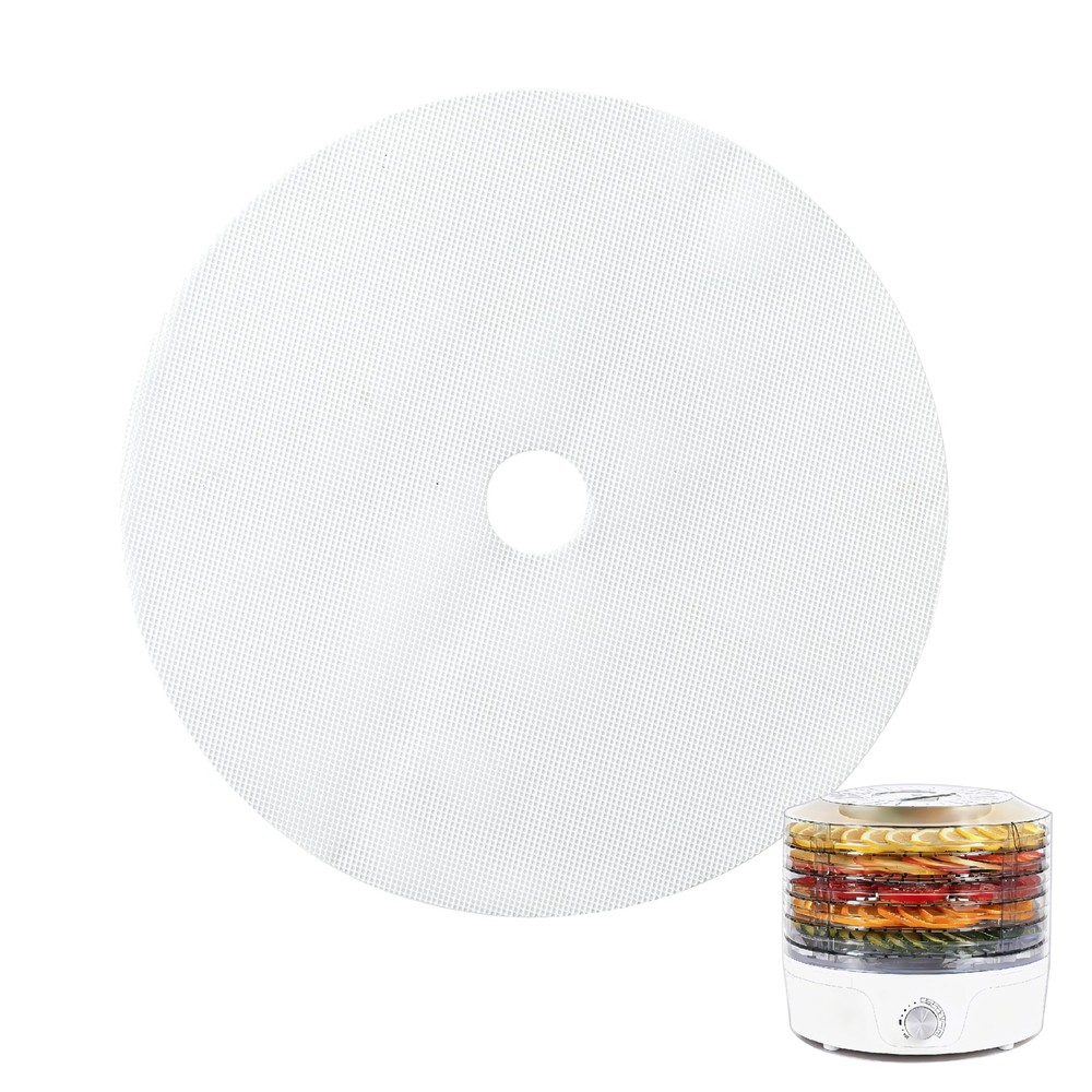 8 Pack Silicone Dehydrator Sheets, 13" Round Tray Large, White