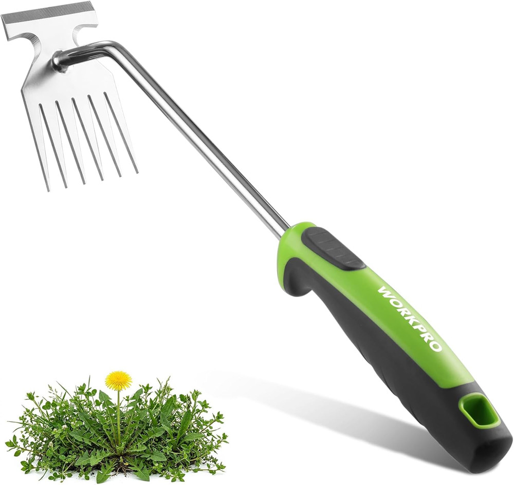 WORKPRO 15-Inch Weed Puller Tool, 6-Tine Heavy Duty Deep Root Remover