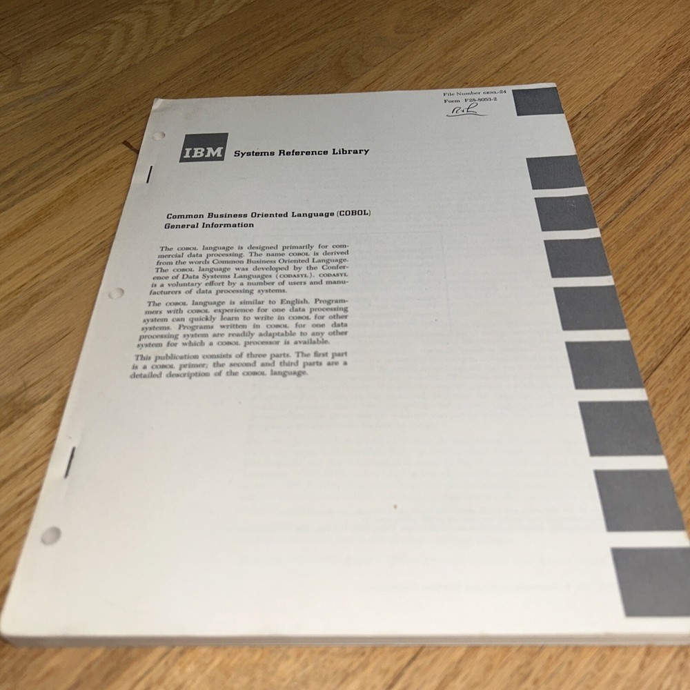 1961 IBM SYSTEMS REFERENCE LIBRARY - COBOL GENERAL INFORMATION