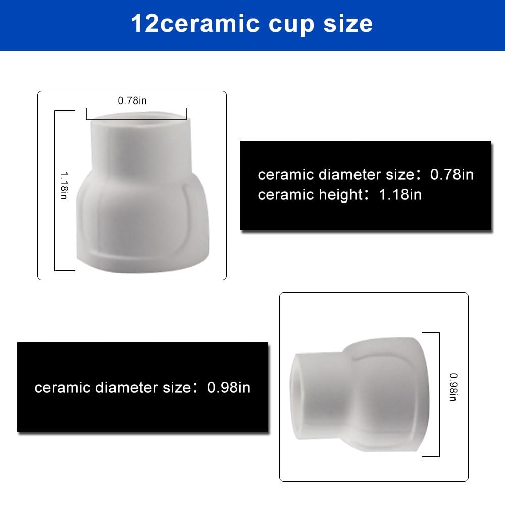 Vaphy #12 Ceramic TIG Welding Cup 10-Pack White