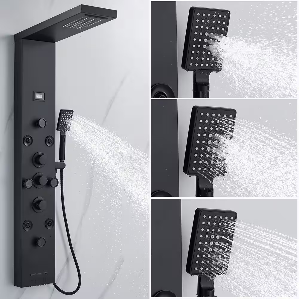 8-Jet Rainfall Shower Panel System Tower with Rainfall Waterfall Shower Head Han