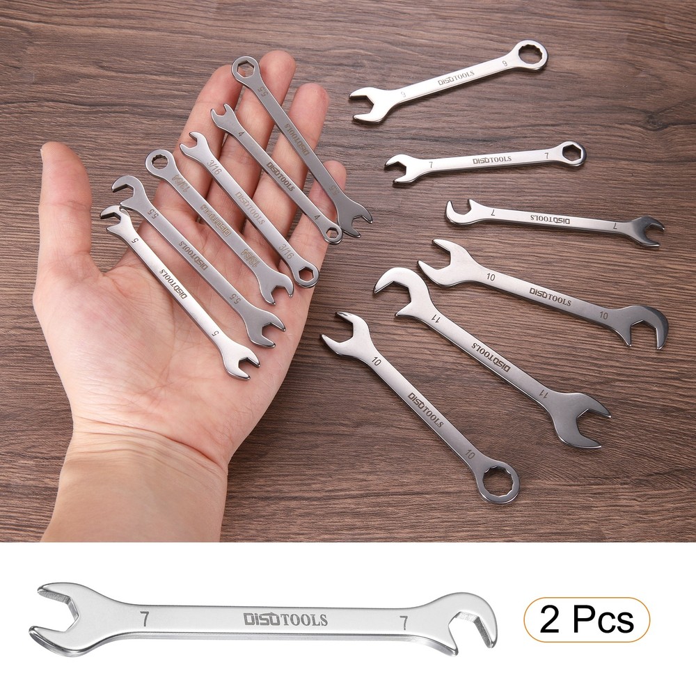 2pcs Super-Thin Open End Wrench 7mm Metric Angled Open-End Wrench