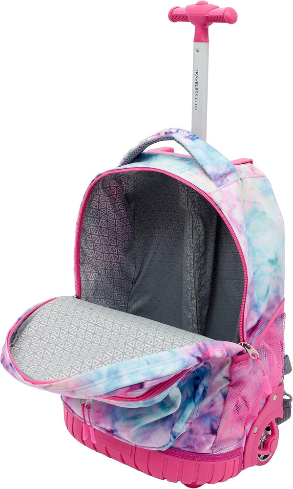 18" Rolling Backpack with Shoulder Straps, Tye Dye