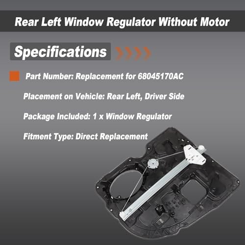 Rear Left Window Regulator Driver Side Without Motor Replacement for Ram 1500