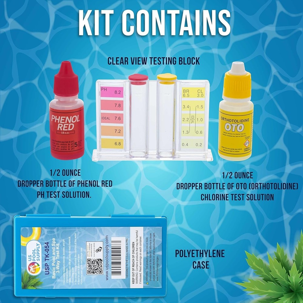 Swimming Pool Kit - 3-Way Water testing for pH, Chlorine, Bromine - Includes...