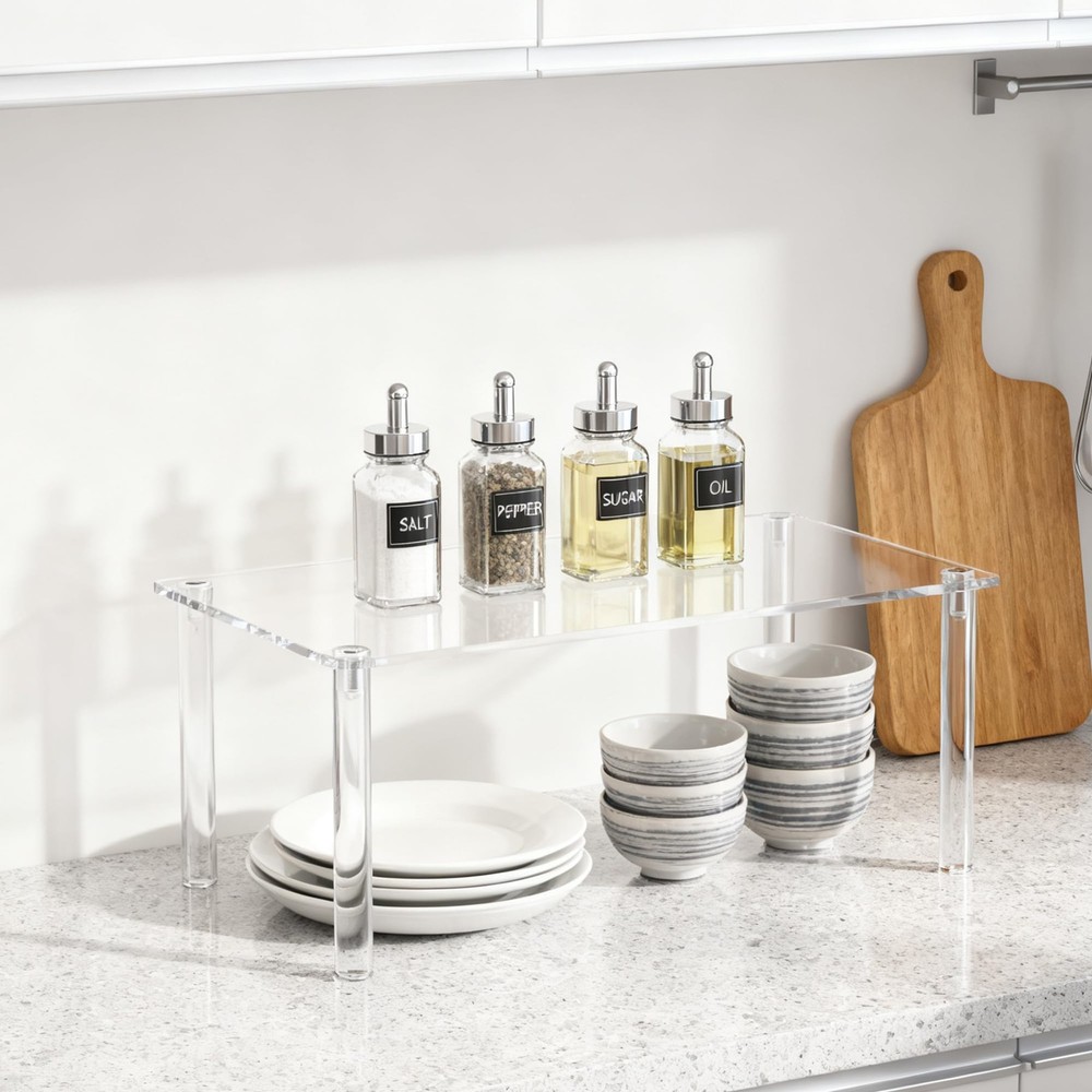 Extra Large 8mm Thick Acrylic Rectangular Display Risers 15.8×9.8×7.9 In Acry...