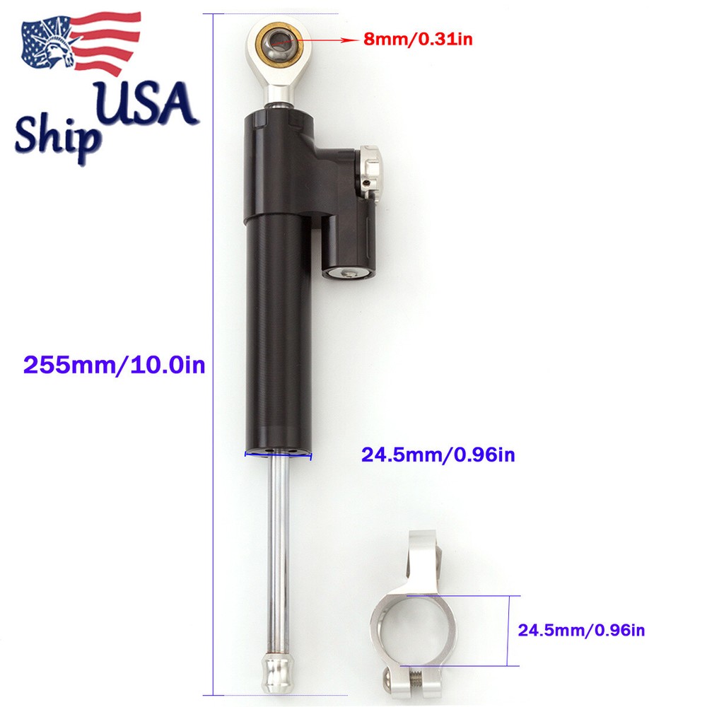 Motorcycle Universal Adjustable Steering Damper Stabilizer Safety Black & Silver