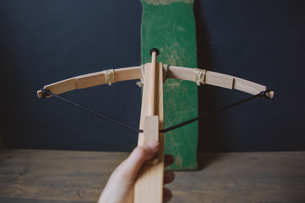 Handmade wooden crossbow