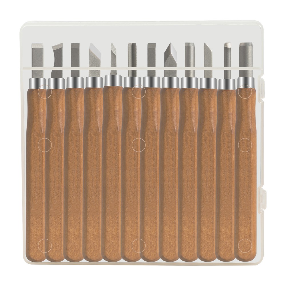 12Pcs Wood Carving Hand Chisel Tool Set Professional Woodworking Gouges Steel