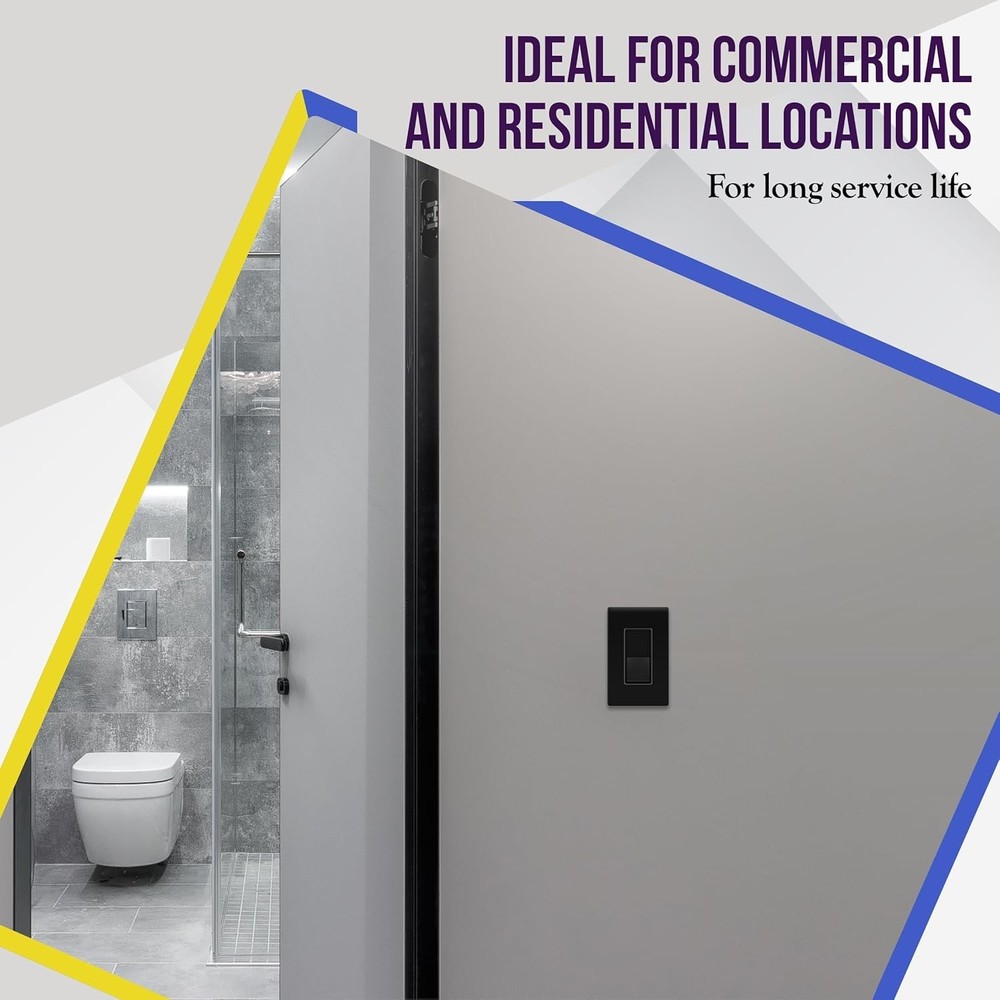 Matte Black Light Switch, Decorator Paddle Rocker Wall Switch, Single Pole, 3...