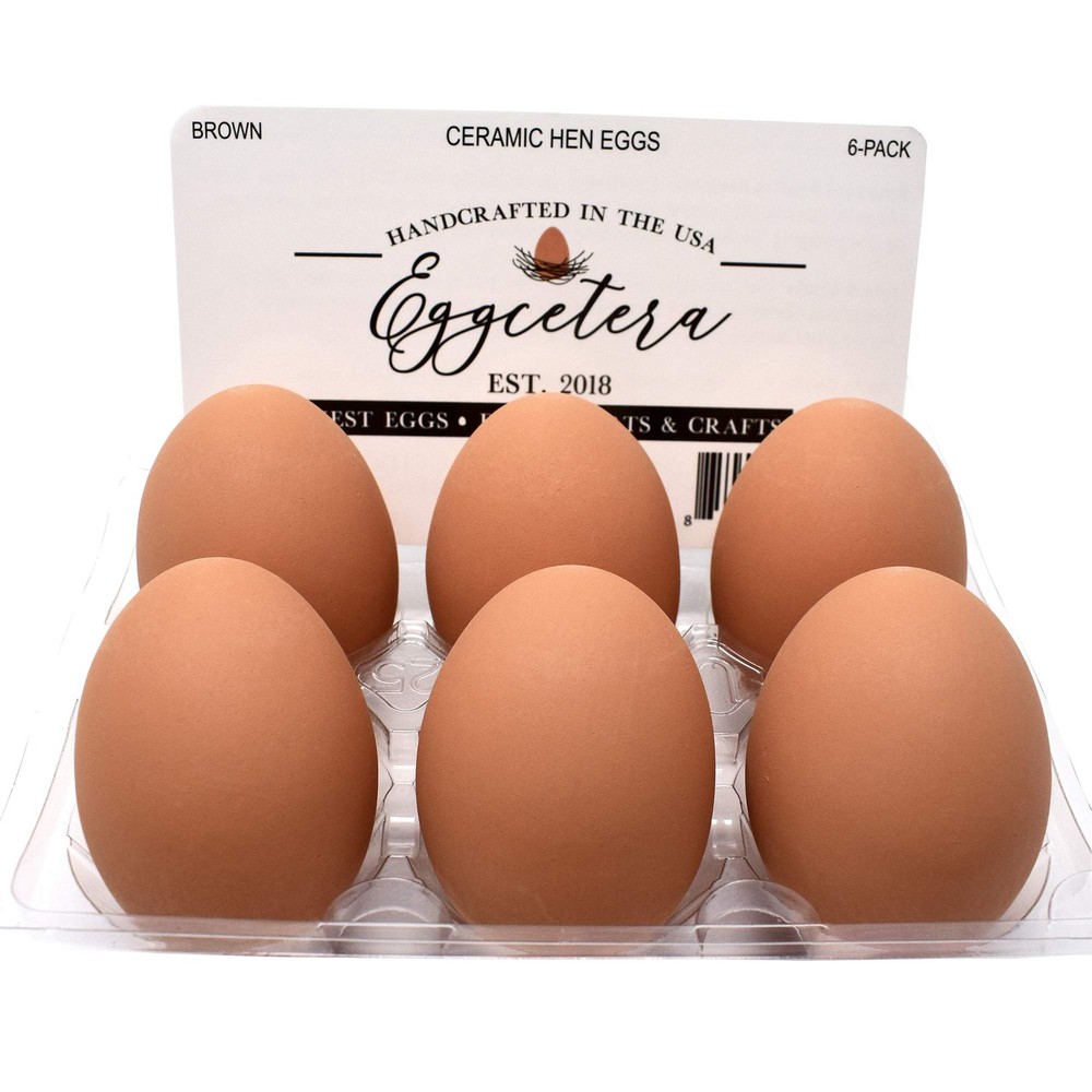 Ceramic Nest Eggs 6-Pack (Brown)