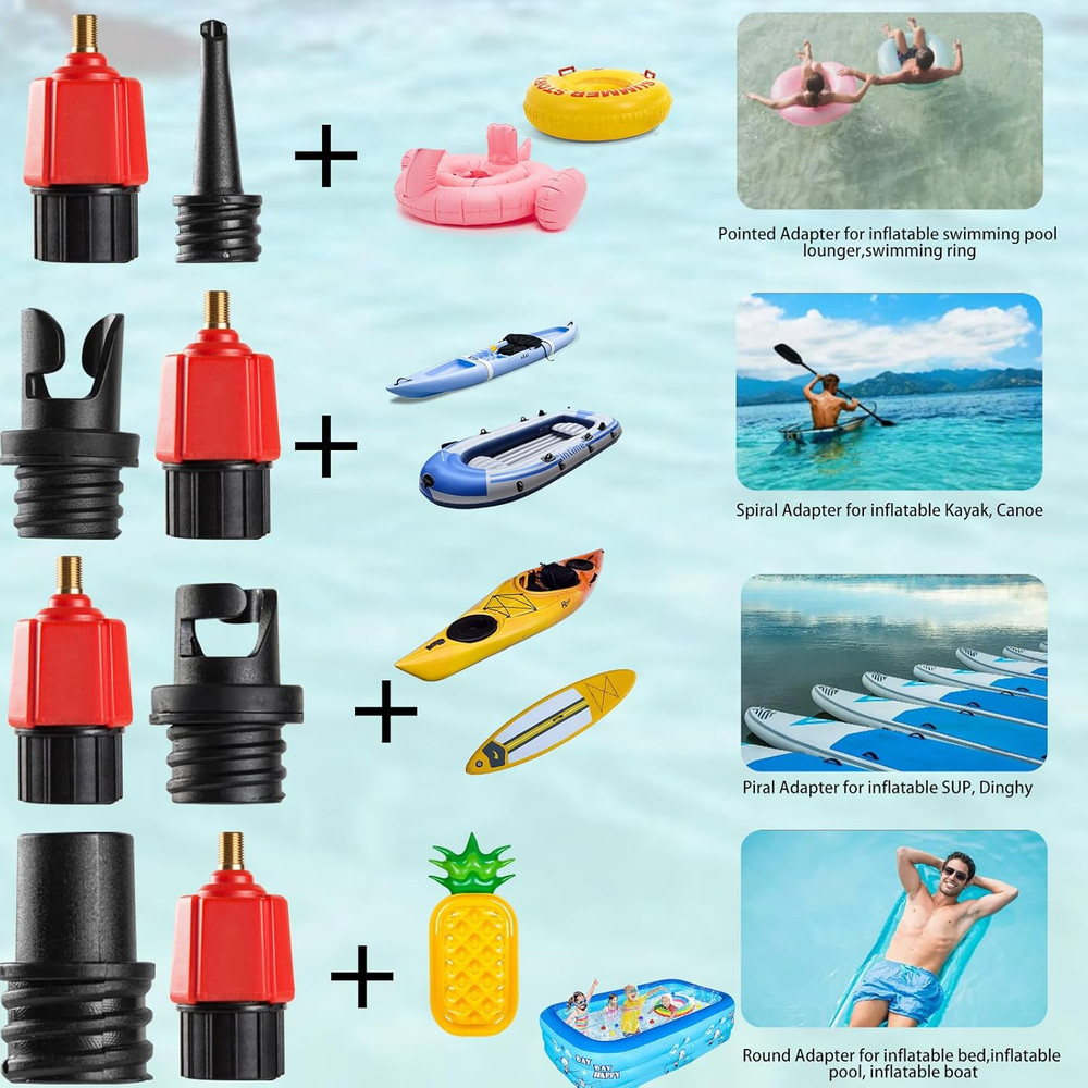 Inflatable SUP Pump Adaptor, Paddle Board SUP Valve Adapter with 9 Standard Conv