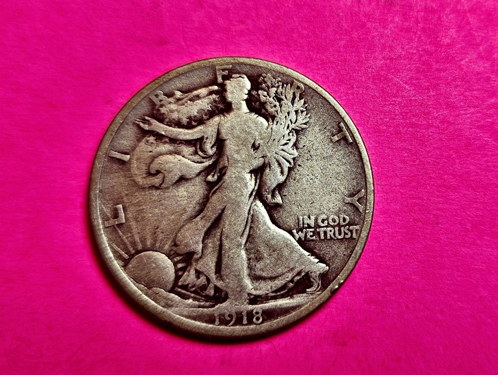 1918 D Walking Liberty Half Dollar 90% Silver