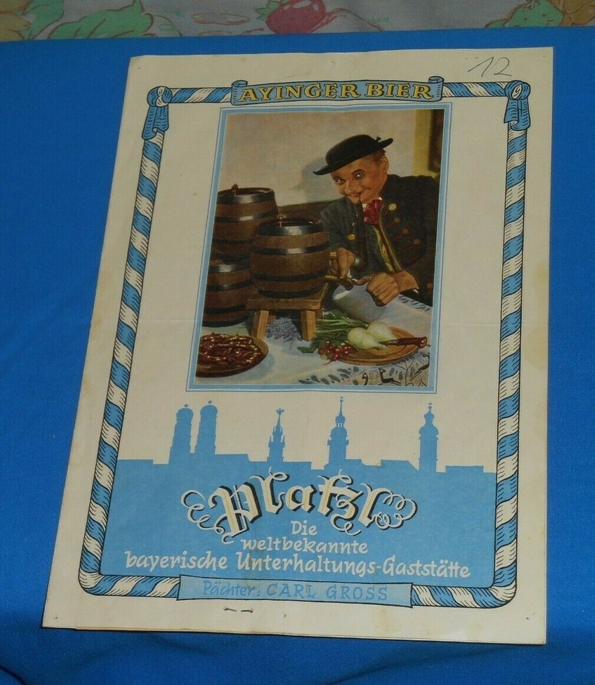 vintage  PLATZL restaurant MENU