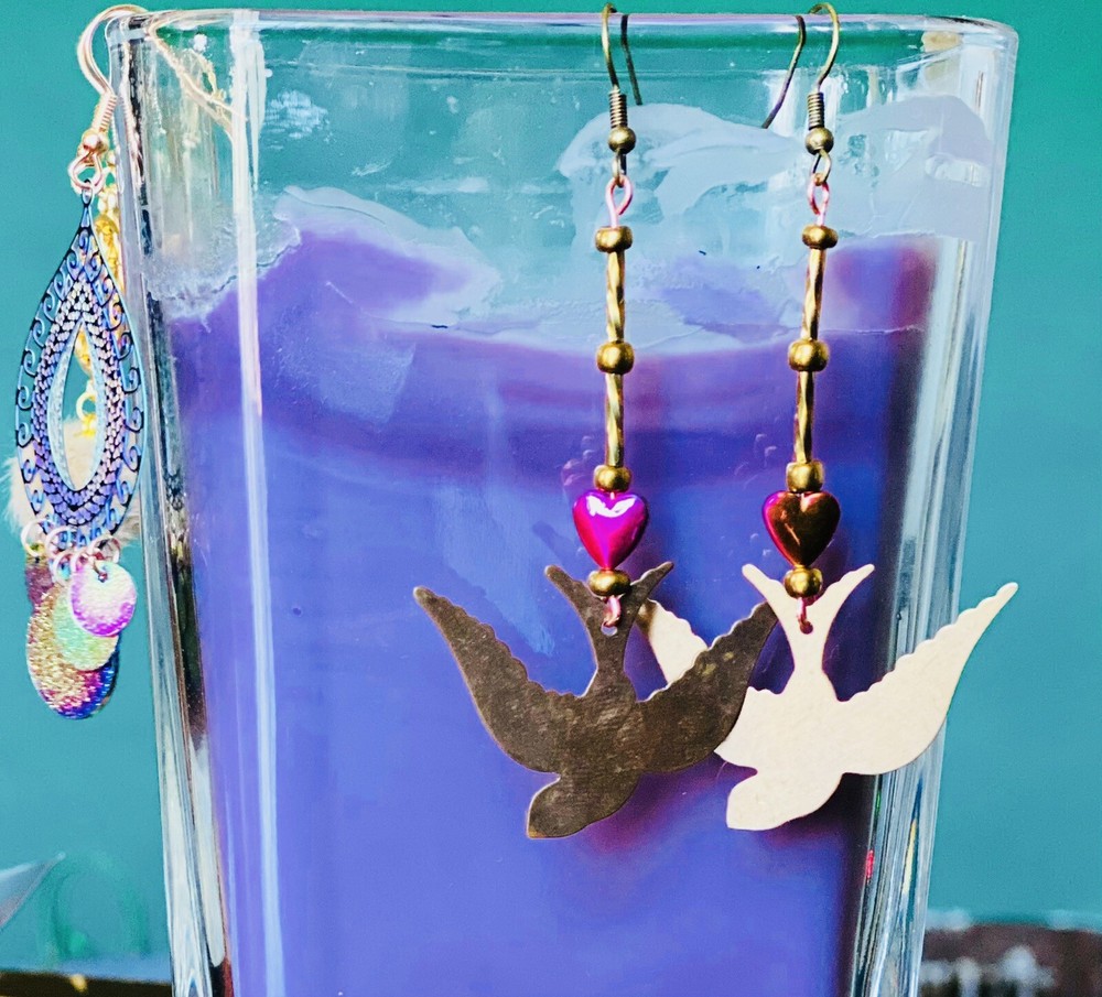 Artisan Brass Swallow Dangle Earrings