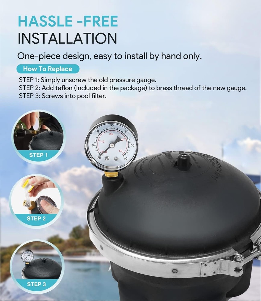 005-302-3590-00 Pressure Gauge Replacement for Paramount Cleaning Valves