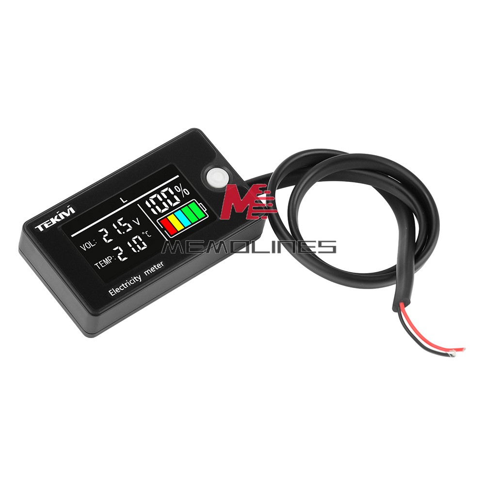 DC8-100V LCD Digital Battery Capacity Indicator Voltmeter w/ Temperature Display
