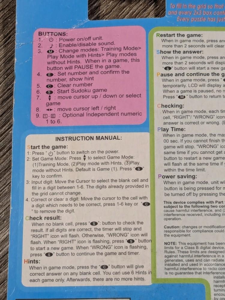 Mini Electronic Soduku game, in package