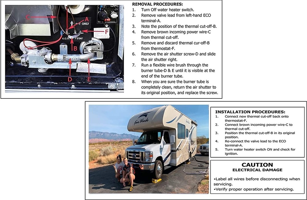Atwood 93866 (2 Pack) RV Replacement Water Heater Thermal Cut Off Kit