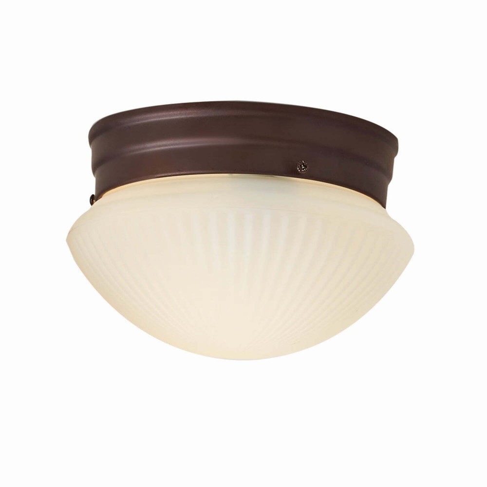 7.5" Classic Flush Mount Ceiling Light, Bronze Finish Frosted Glass Shade