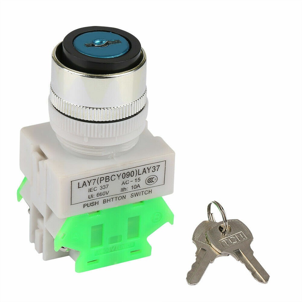 22MM On/Off Locking Key Switch Security Lock Heavy Duty Keyed Power Ignition A6