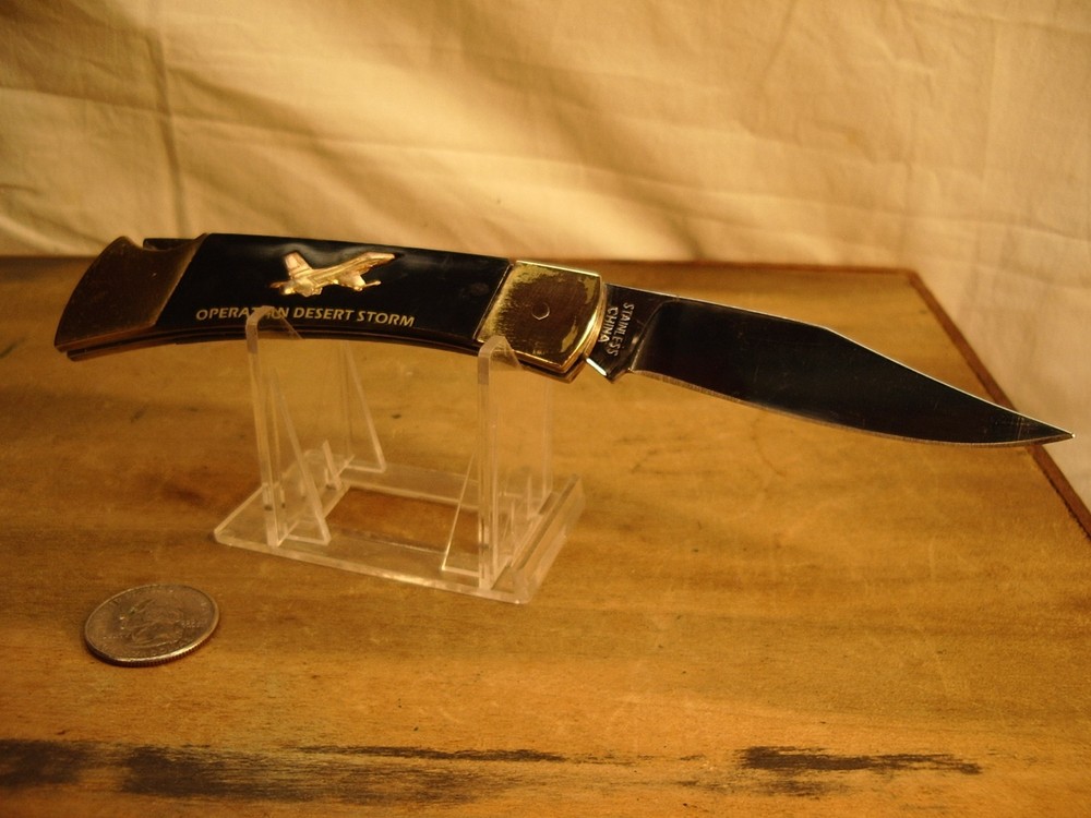 Commemorative OPERATION DESTERT STORM Lockback Folder- Jets-Eagle Etch